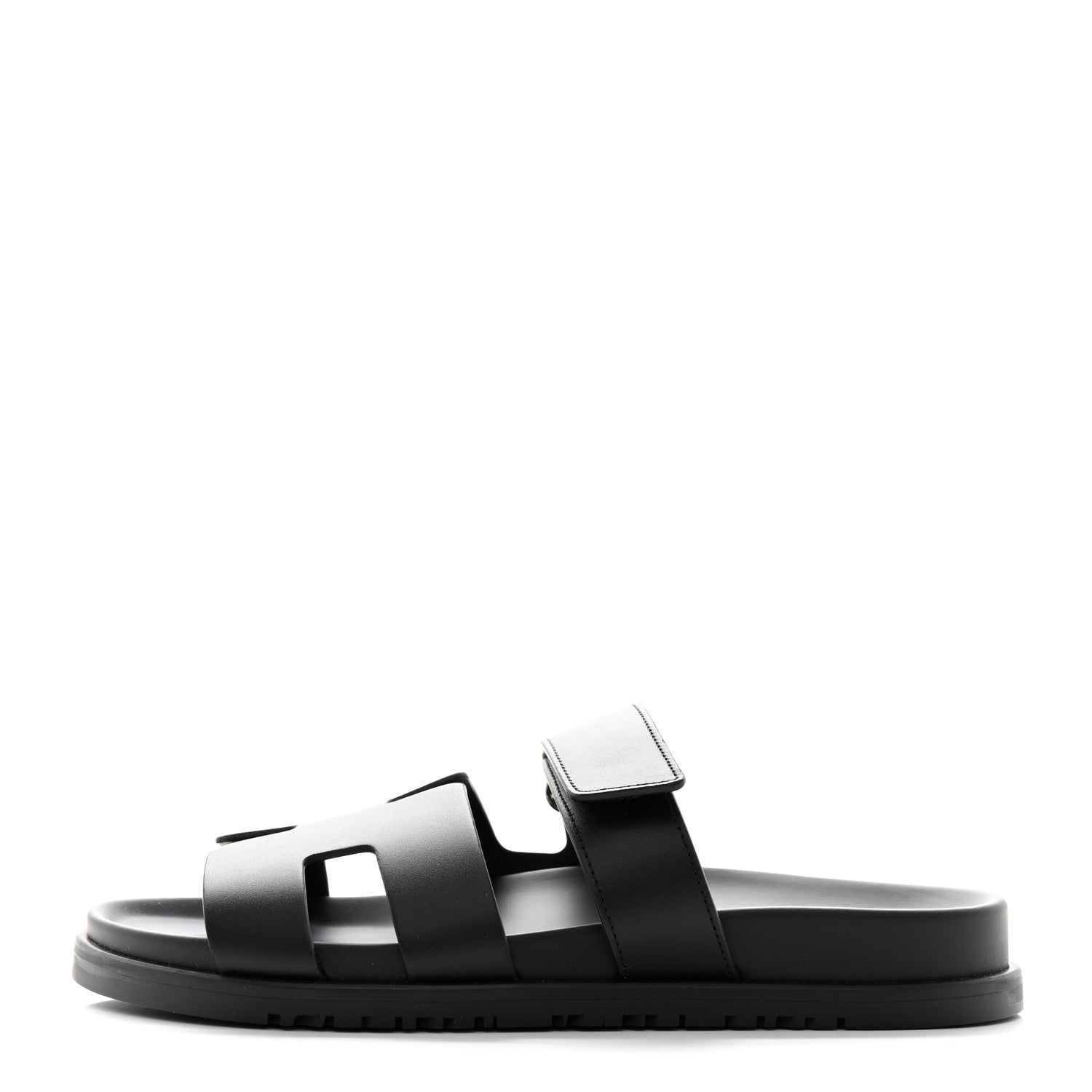 Hermes Calfskin Womens Chypre Sandals 38 Black 1 of 9