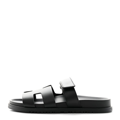 Hermes Calfskin Womens Chypre Sandals 38 Black 1 of 9