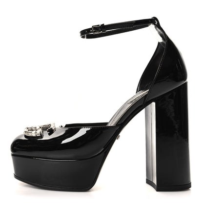 Gucci Patent Crystal Double G Platform Pumps 35.5 Black 1 of 9