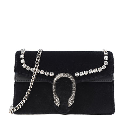 Gucci Velvet Crystal Super Mini Dionysus Shoulder Bag Black 1 of 8