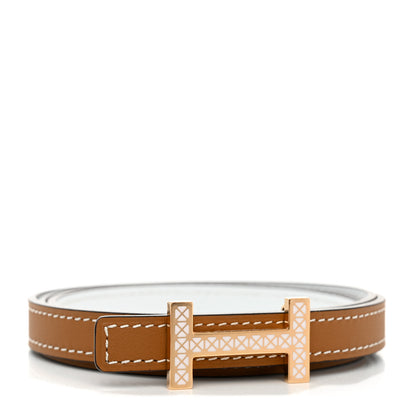 Hermes Swift Epsom 13mm Focus Medor Laquee Belt Gold White 1 of 8