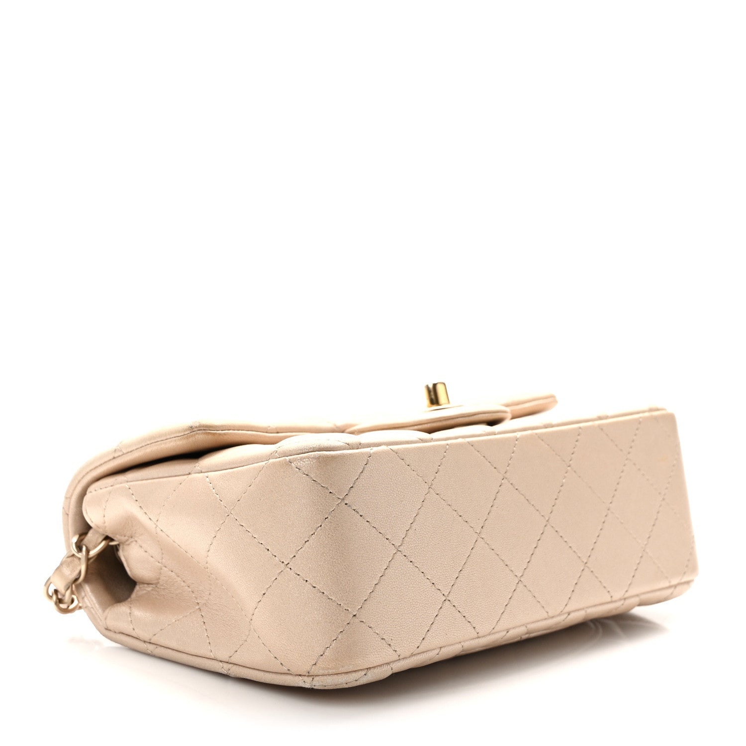 Chanel Iridescent Calfskin Quilted Mini Rectangular Flap Beige 4 of 12