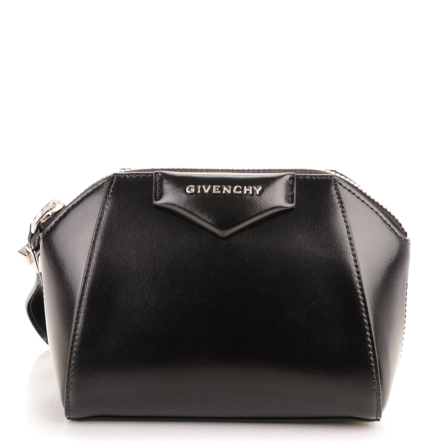 Shiny Lord Calfskin Small Antigona Beauty Wristlet Black