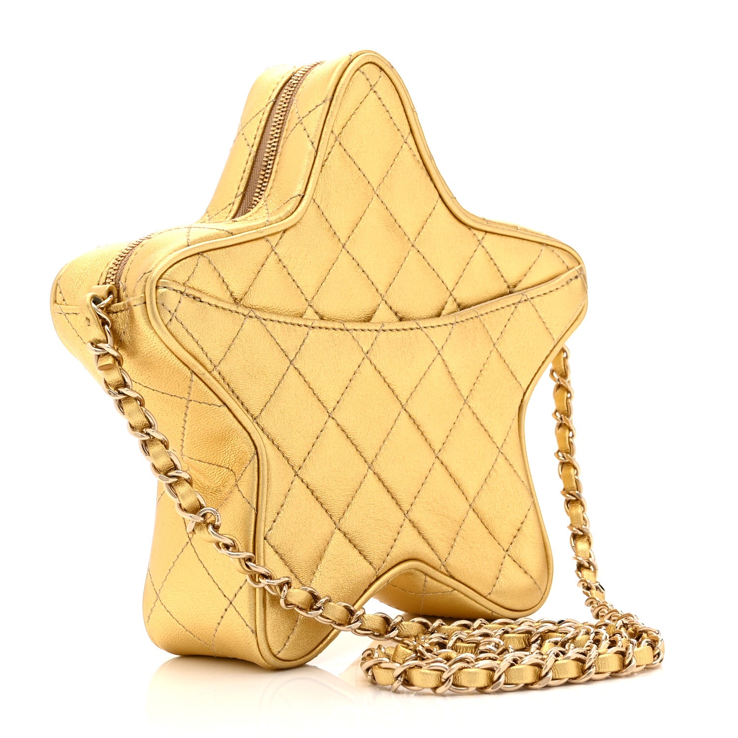 Chanel Metallic Lambskin Quilted Walk Of Fame Star Bag Gold 3 of 10