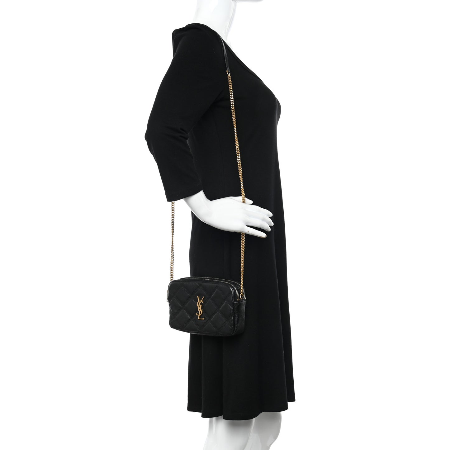 Grained Lambskin Quilted Mini Becky Double Zip Bag Black