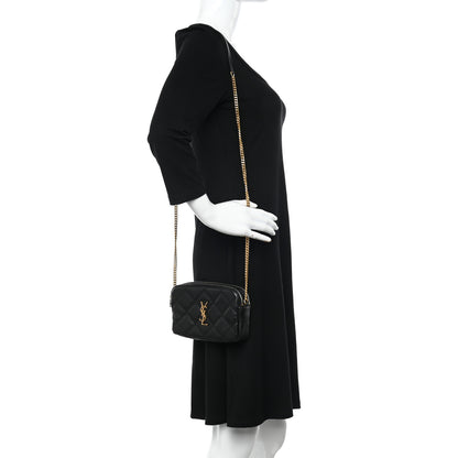Saint Laurent Grained Lambskin Quilted Mini Becky Double Zip Bag Black 3 of 13