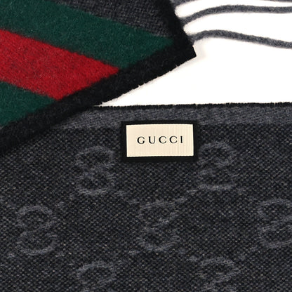 Gucci Wool Angora Monogram Web New Nikky Scarf Lead and Black 3 of 3