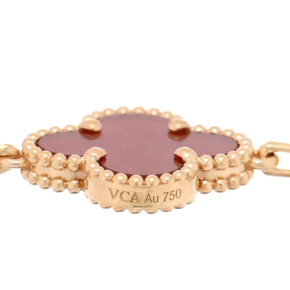Van Cleef & Arpels 18K Yellow Gold Carnelian 5 Motifs Vintage Alhambra Bracelet 3 of 4