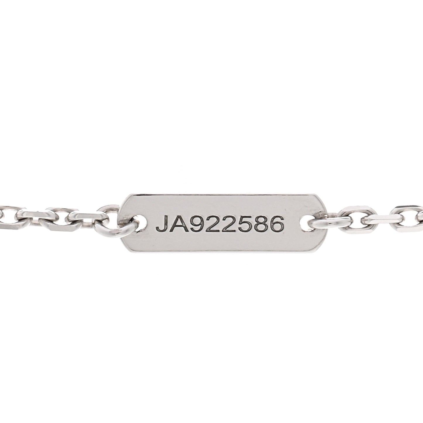 18K White Gold Diamond Guilloche Vintage Alhambra Pendant Necklace