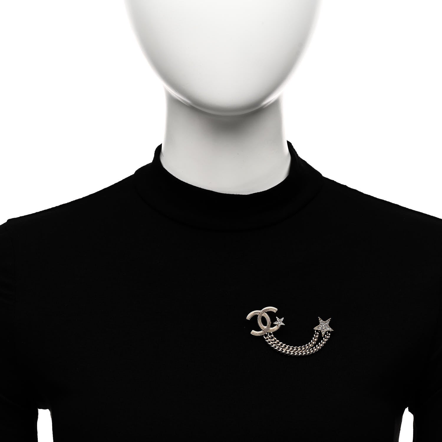 Chanel CC Crystal Chain Star Brooch Gold 2 of 5