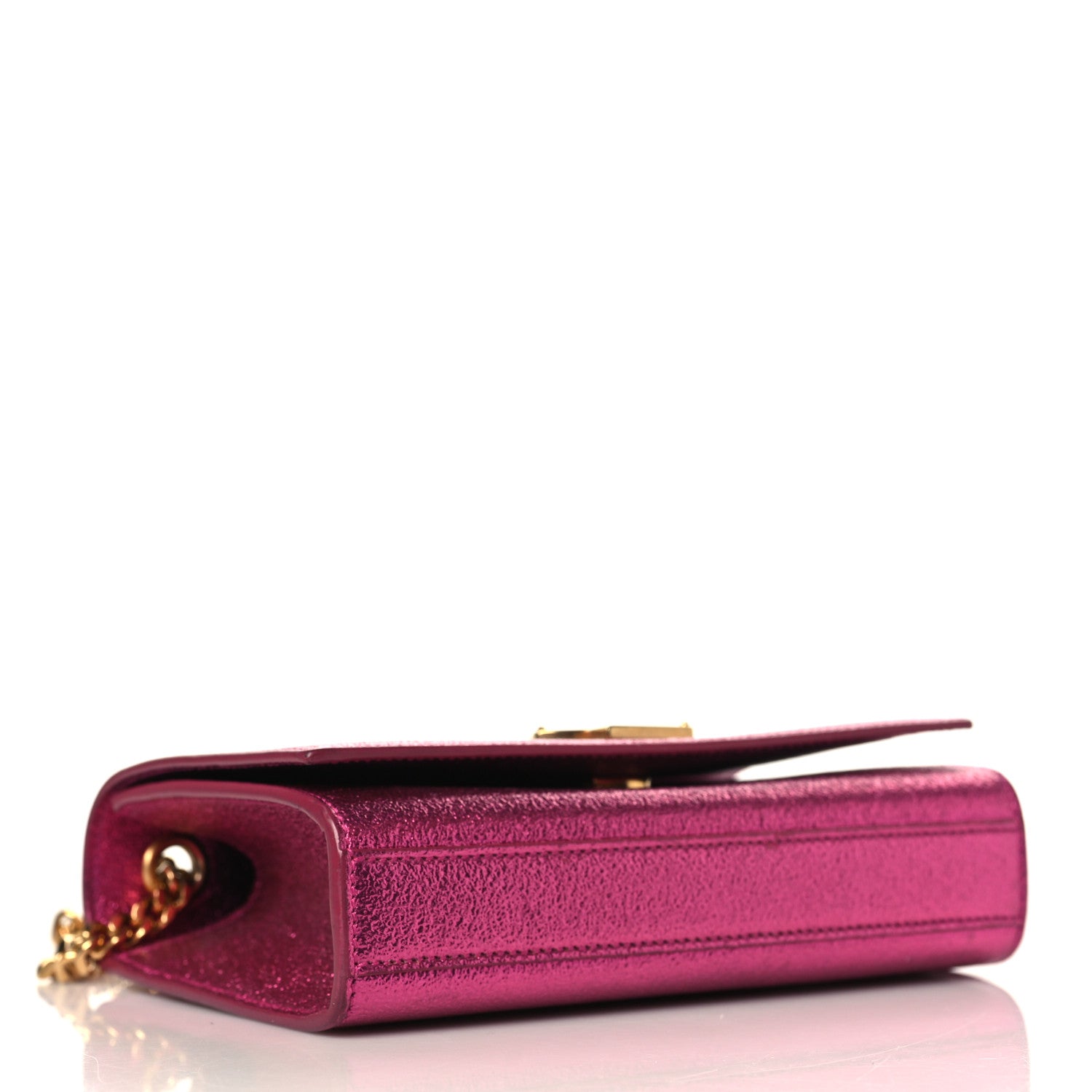 Saint Laurent Metallic Calfskin Small Classic Monogram Kate Satchel Fuchsia 4 of 9