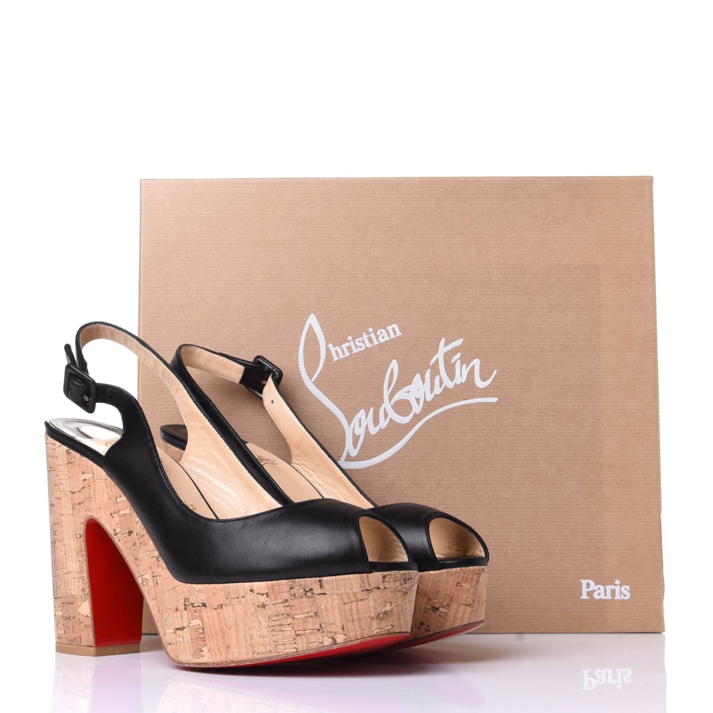 Calfskin Cork Dona Anna 120 Wedges 40 Black Natural