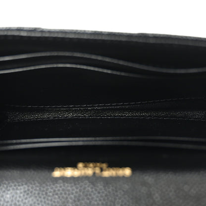 Saint Laurent Grain De Poudre Matelasse Chevron Small Monogram Envelope Wallet Black 5 of 8