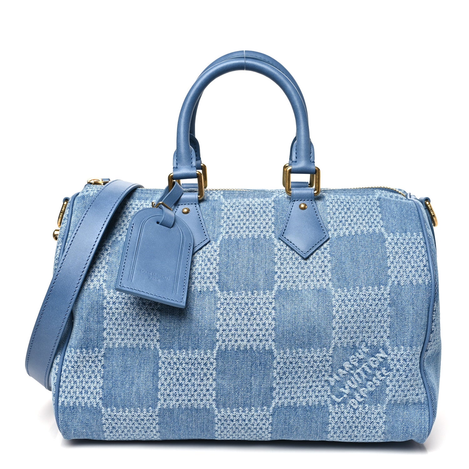 Louis Vuitton Damier Denim 3D Speedy Bandouliere 30 Denim Blue 1 of 9