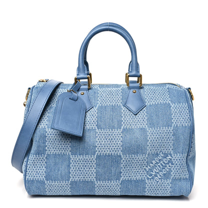 Louis Vuitton Damier Denim 3D Speedy Bandouliere 30 Denim Blue 1 of 9