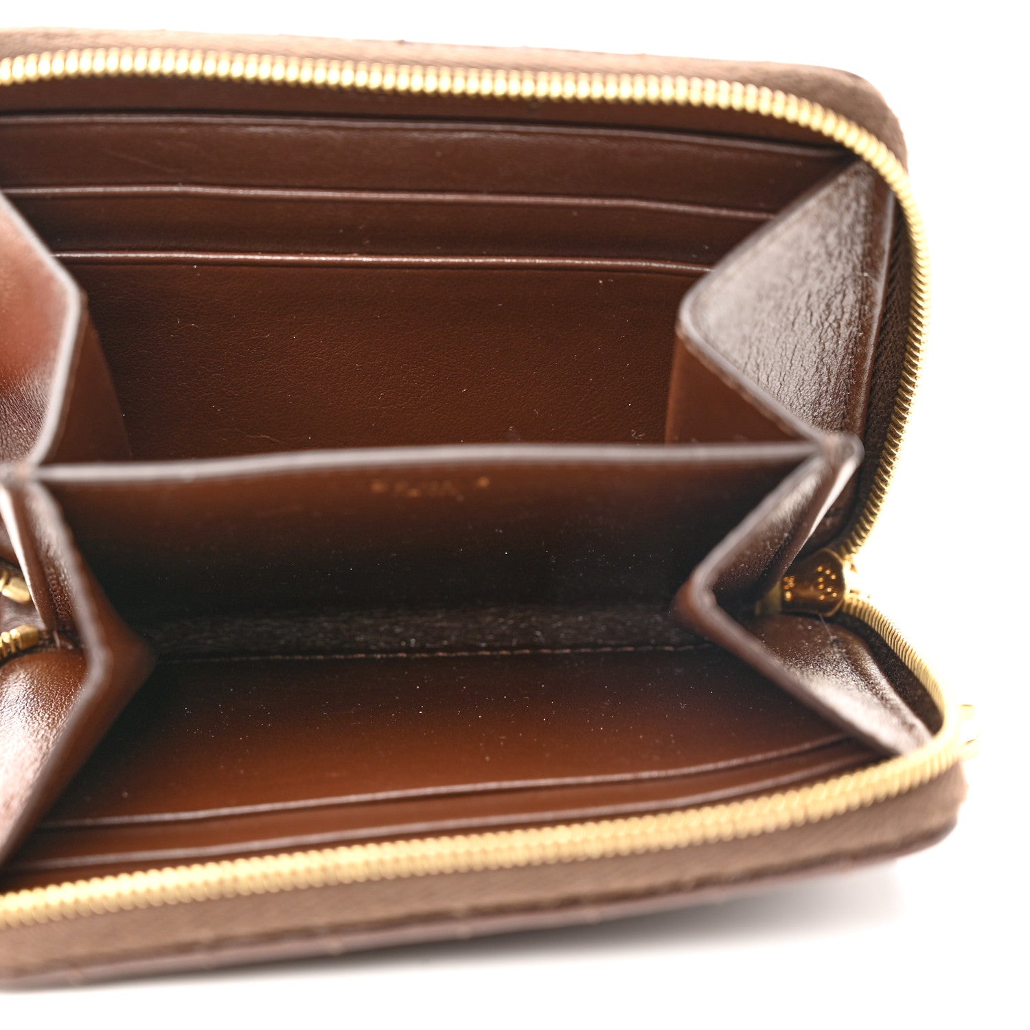 Celine Lambskin Quilted C Charm Zip Around Wallet Brown 5 of 10