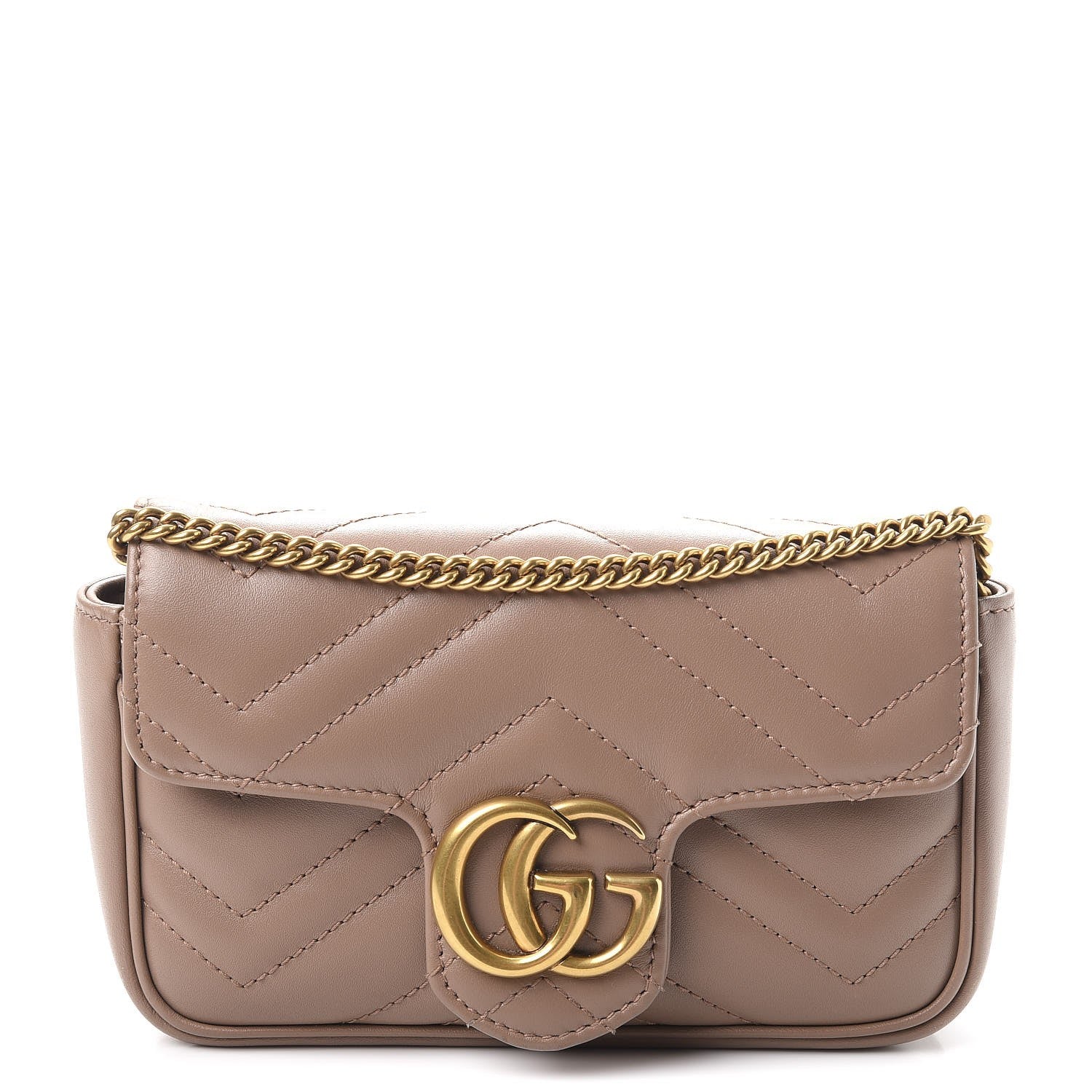 Gucci Calfskin Matelasse Super Mini GG Marmont Shoulder Bag Porcelain Rose 1 of 10