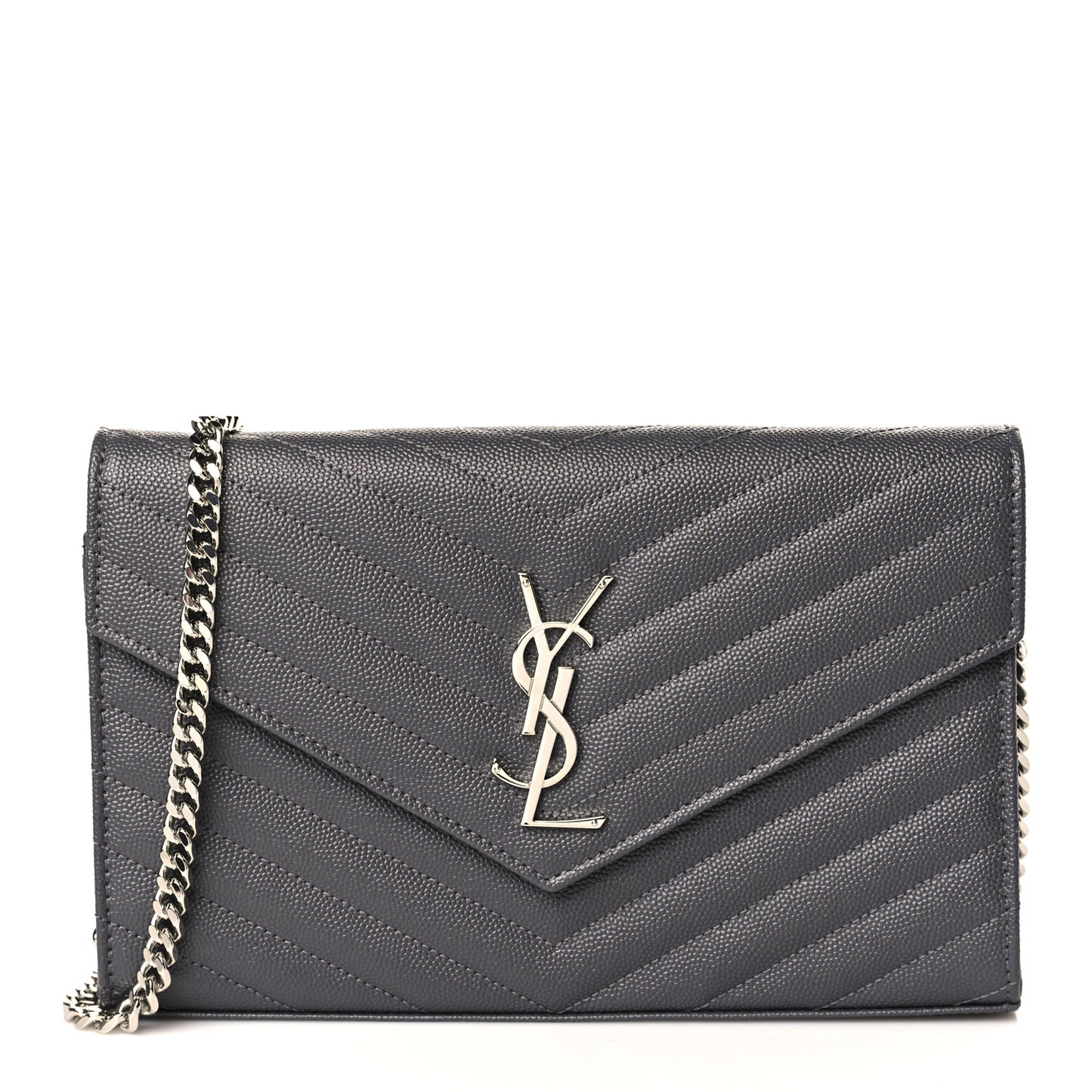 Grain De Poudre Matelasse Chevron Monogram Chain Wallet Storm
