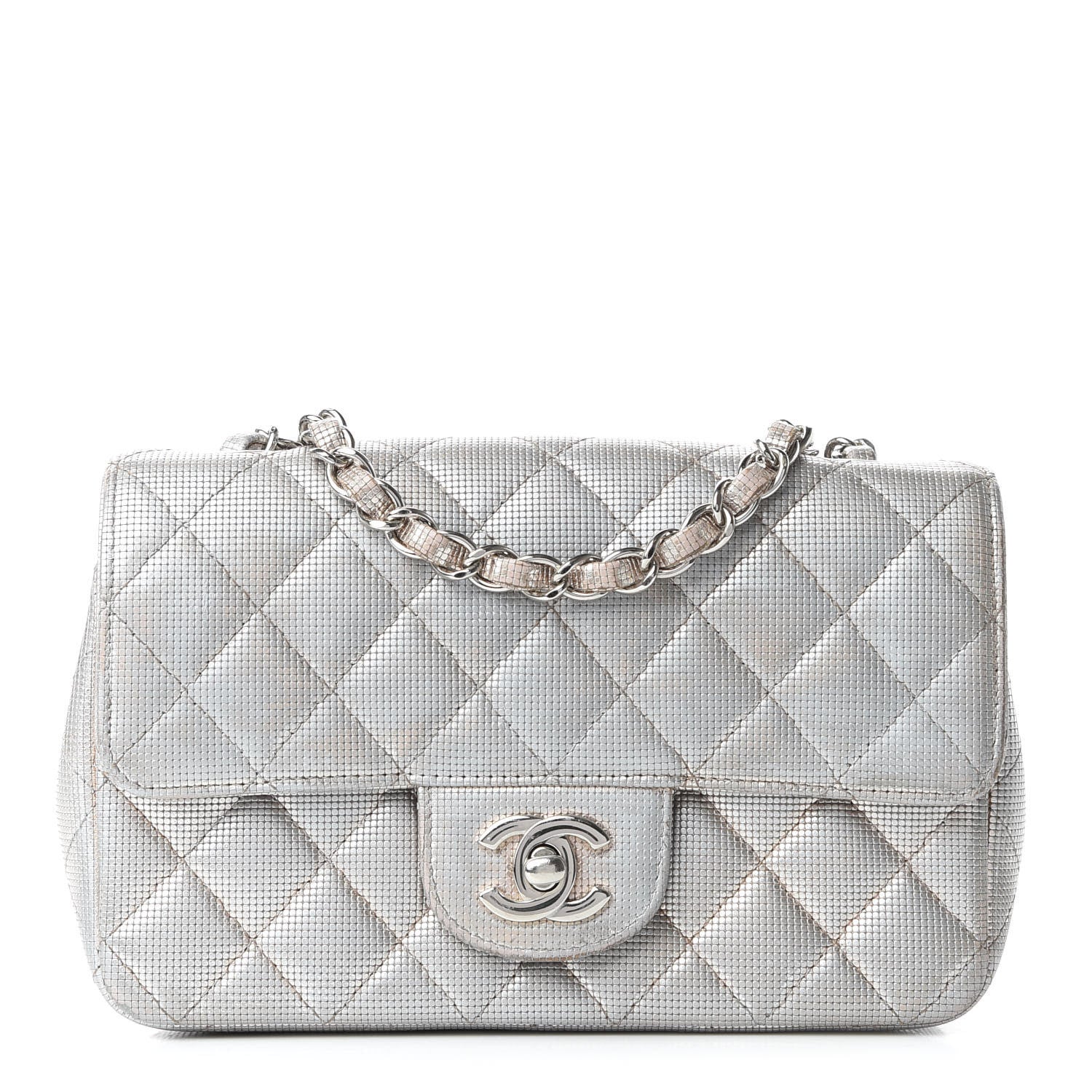 Chanel Metallic Calfskin Quilted Pixel Effect Mini Rectangular Flap Pinky Gold 1 of 9