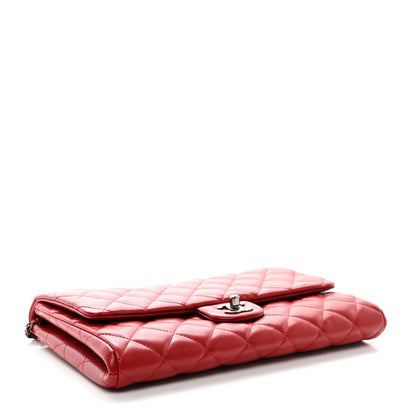 Chanel Lambskin Quilted Clutch With Chain Flap Red 4 of 10