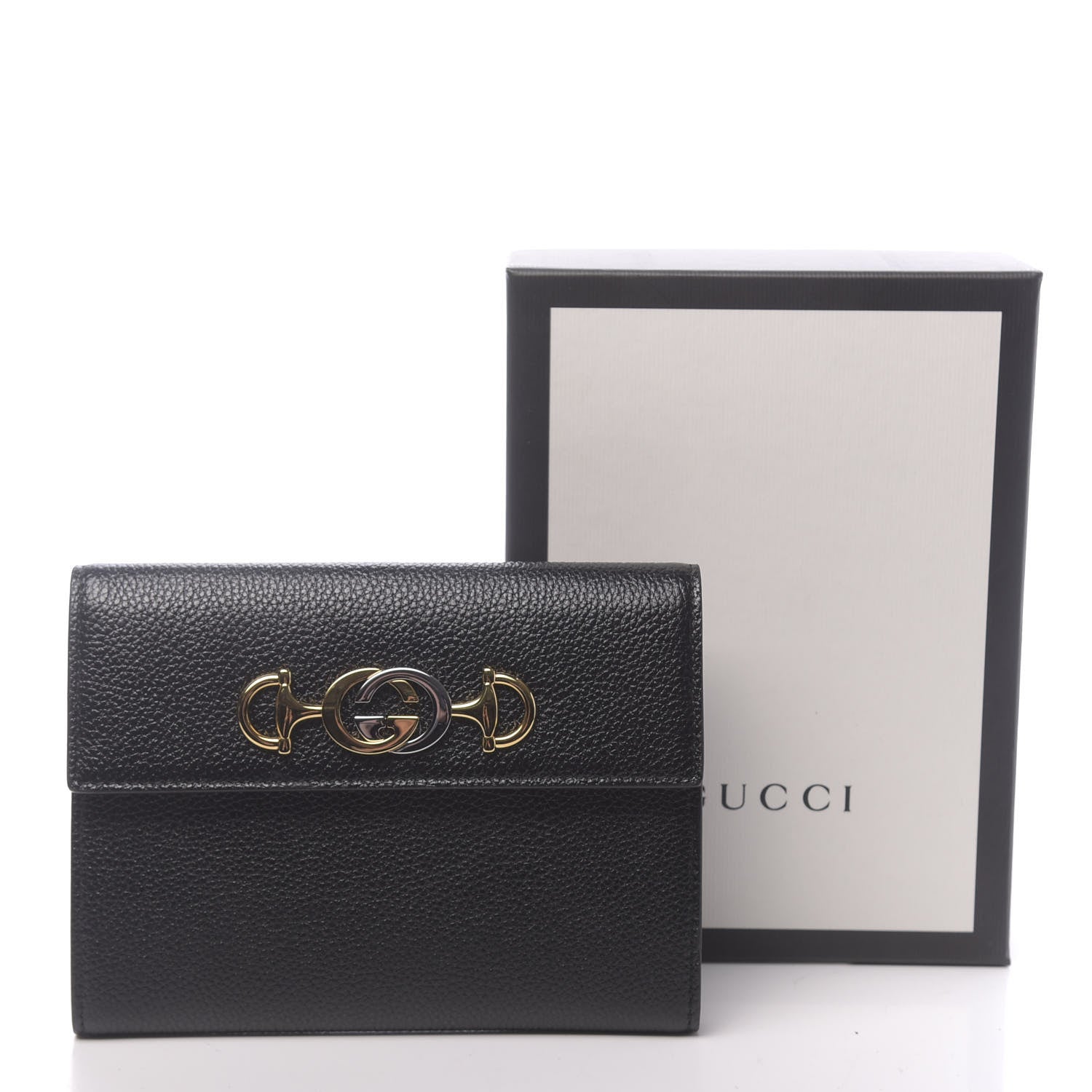Gucci Grainy Calfskin Zumi Flap Card Case Black 8 of 8
