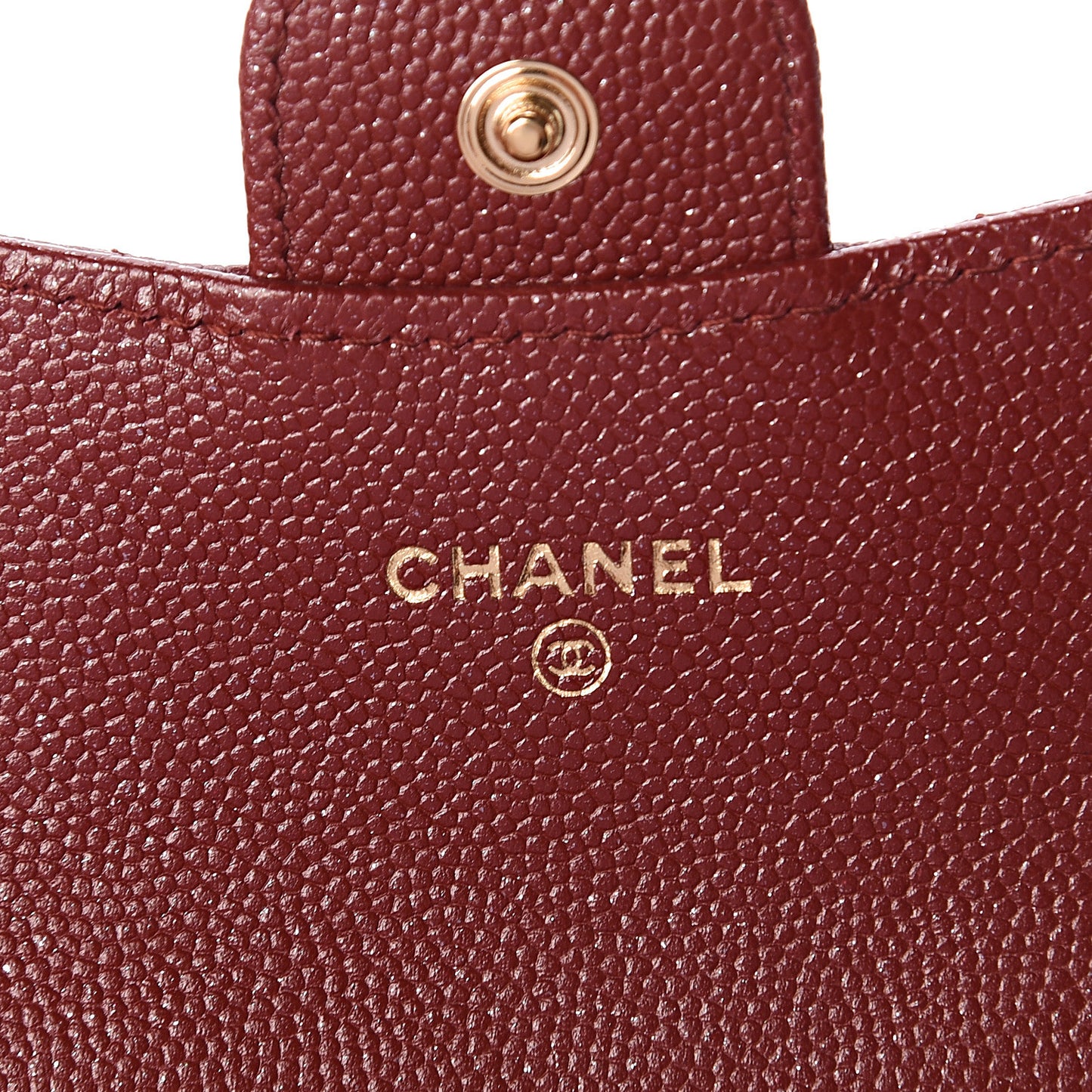 Iridescent Caviar Quilted Flap Card Holder Wallet Burgundy