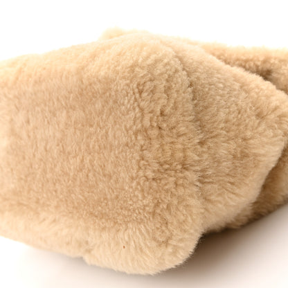 Saint Laurent Merino Shearling Lambskin Quilted Small Loulou Puffer Monogram Chain Satchel Natural Beige 10 of 10
