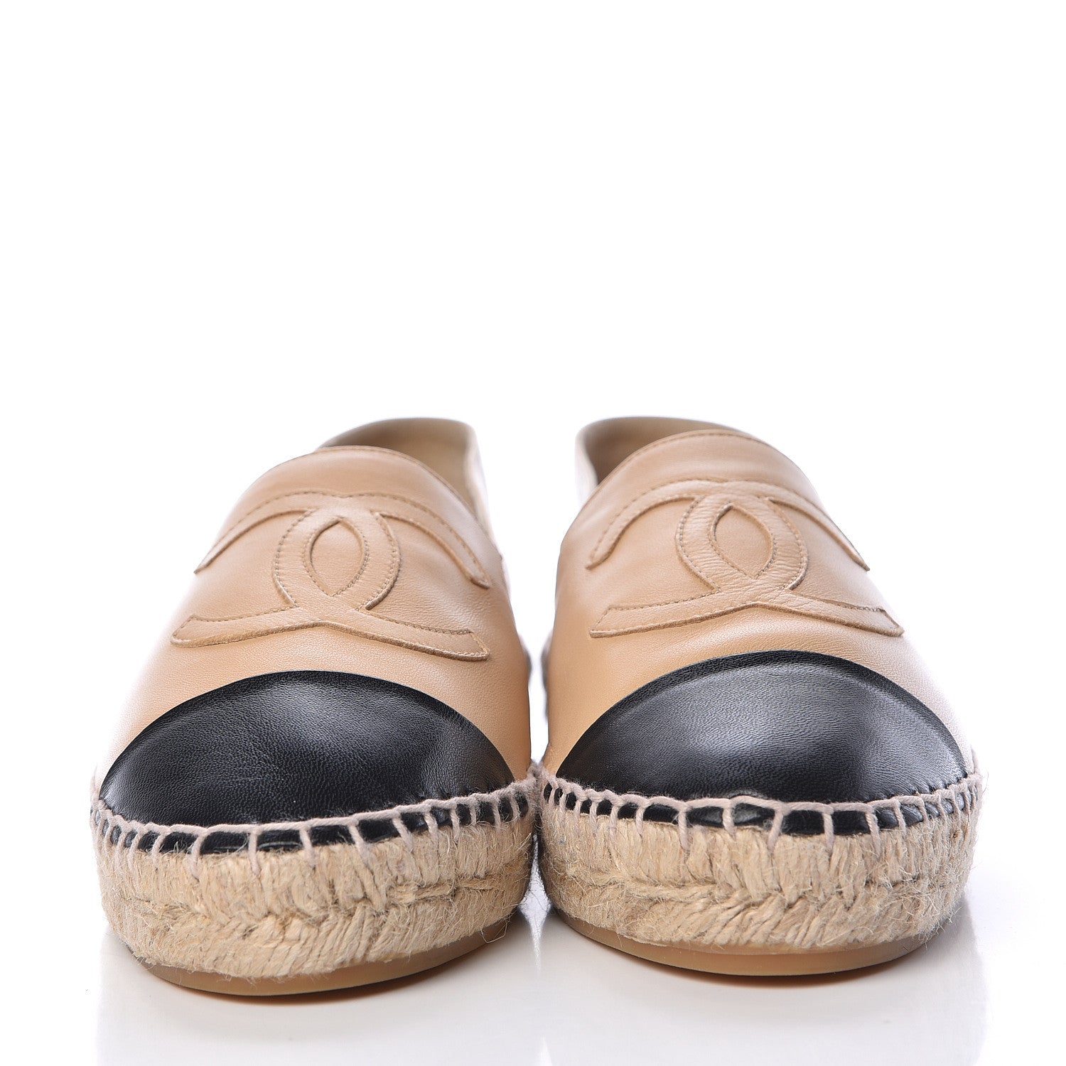 Chanel Lambskin CC Espadrilles 37 Beige Black 2 of 11