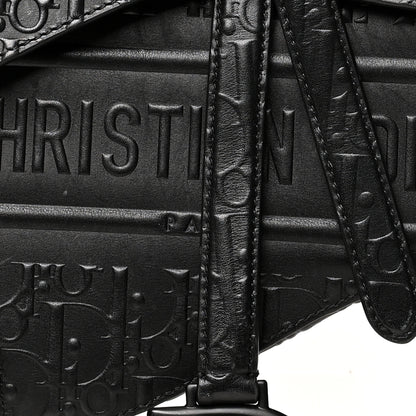 Christian Dior Calfskin Embossed Oblique Saddle Bag Black 8 of 13