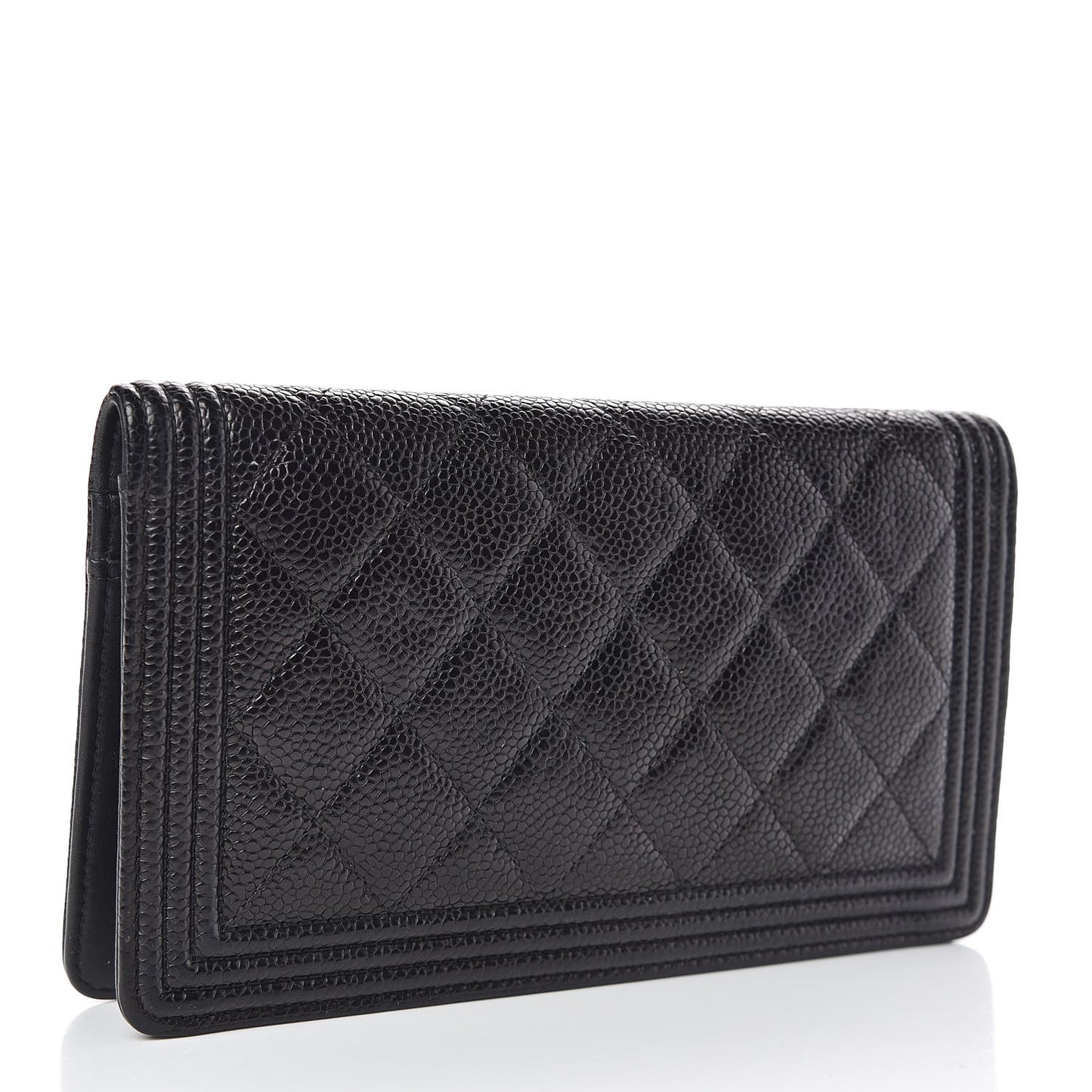 Caviar Quilted Boy Yen Wallet Black