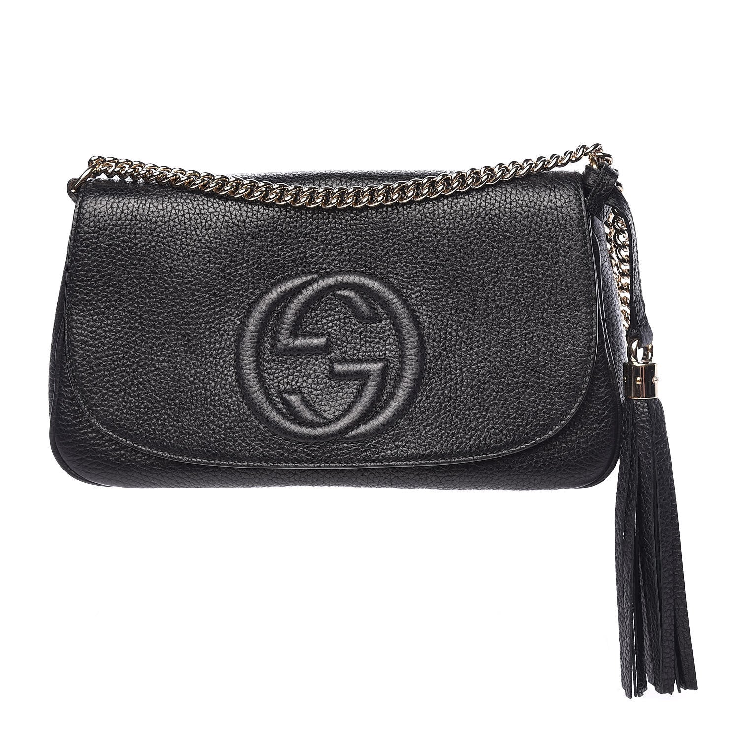 Gucci Pebbled Calfskin Medium Soho Flap Crossbody Black 1 of 11