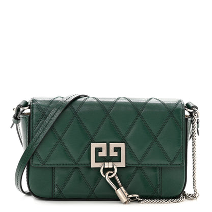 Givenchy Goatskin Quilted GV3 Mini Pocket Convertible Bag Green Forest 1 of 8