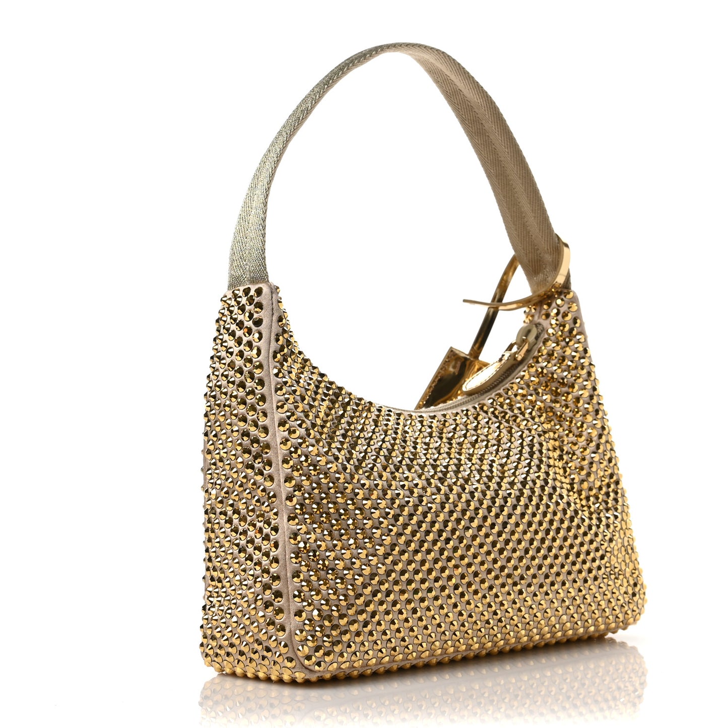 Satin Crystal Mini Re-Edition 2000 Bag Platino