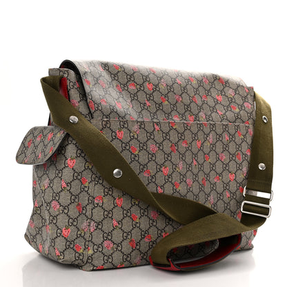 Gucci GG Supreme Monogram Strawberry Messenger Diaper Bag Beige 3 of 10