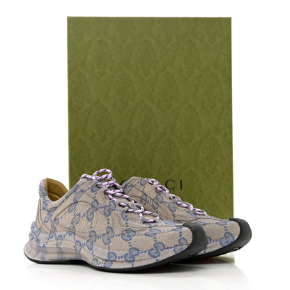 Gucci Ultralight Plume Calfskin Monogram Printed Mens Gucci Run Sneakers 10.5 Beige Blue 8 of 8