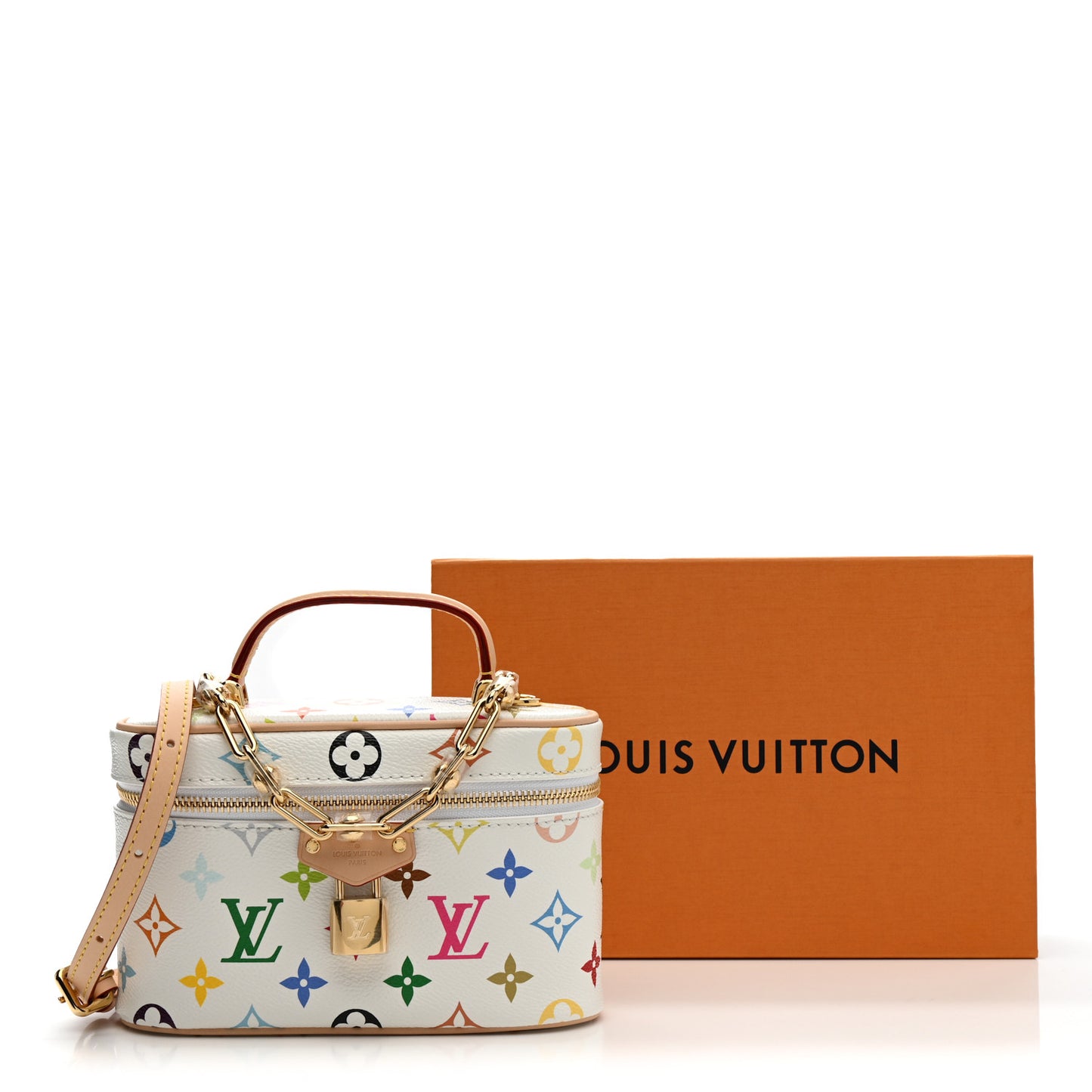 LV x TM Monogram Multicolor Vanity Chain Pouch White