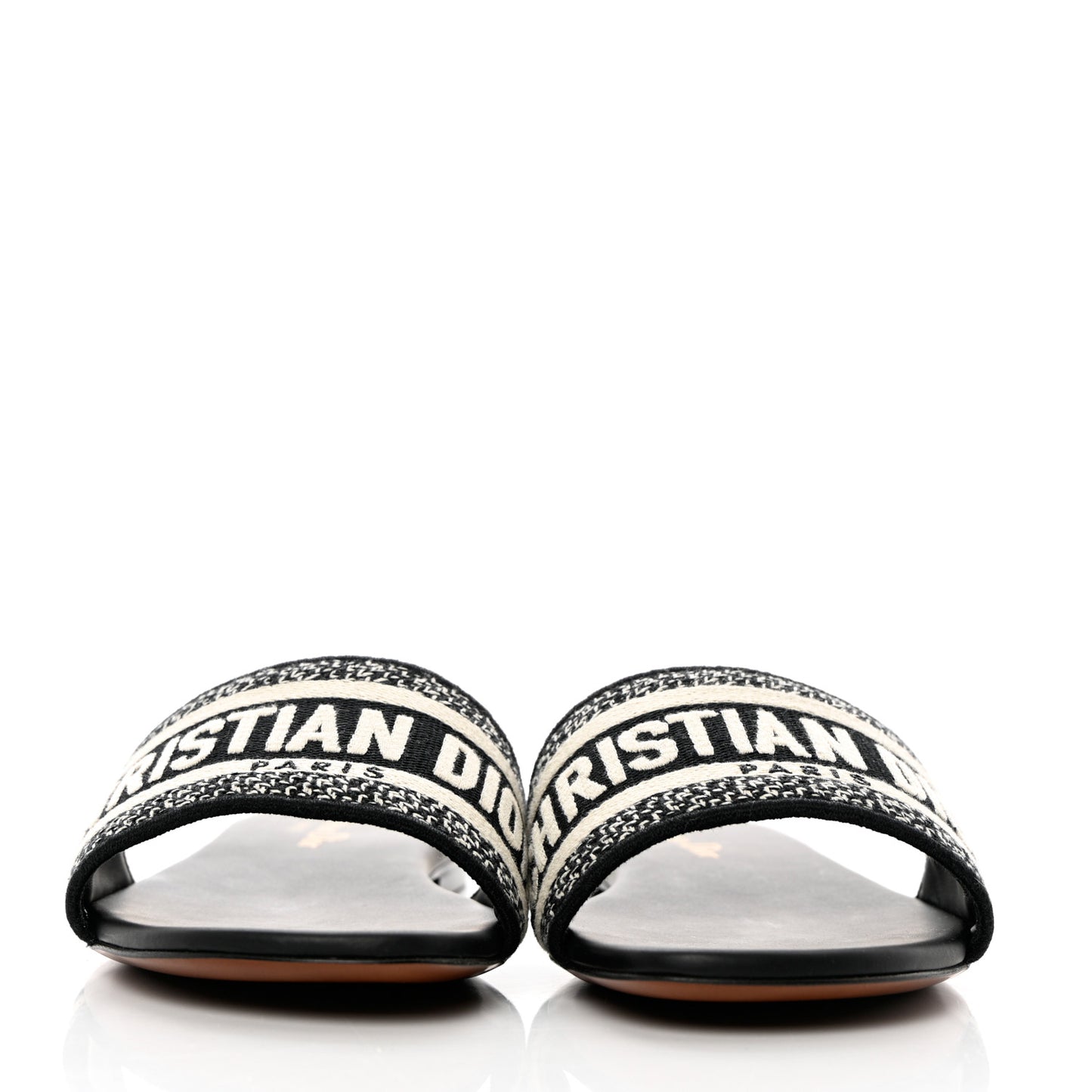 Canvas Embroidered Dway Mules Slide Sandals 36.5 Black
