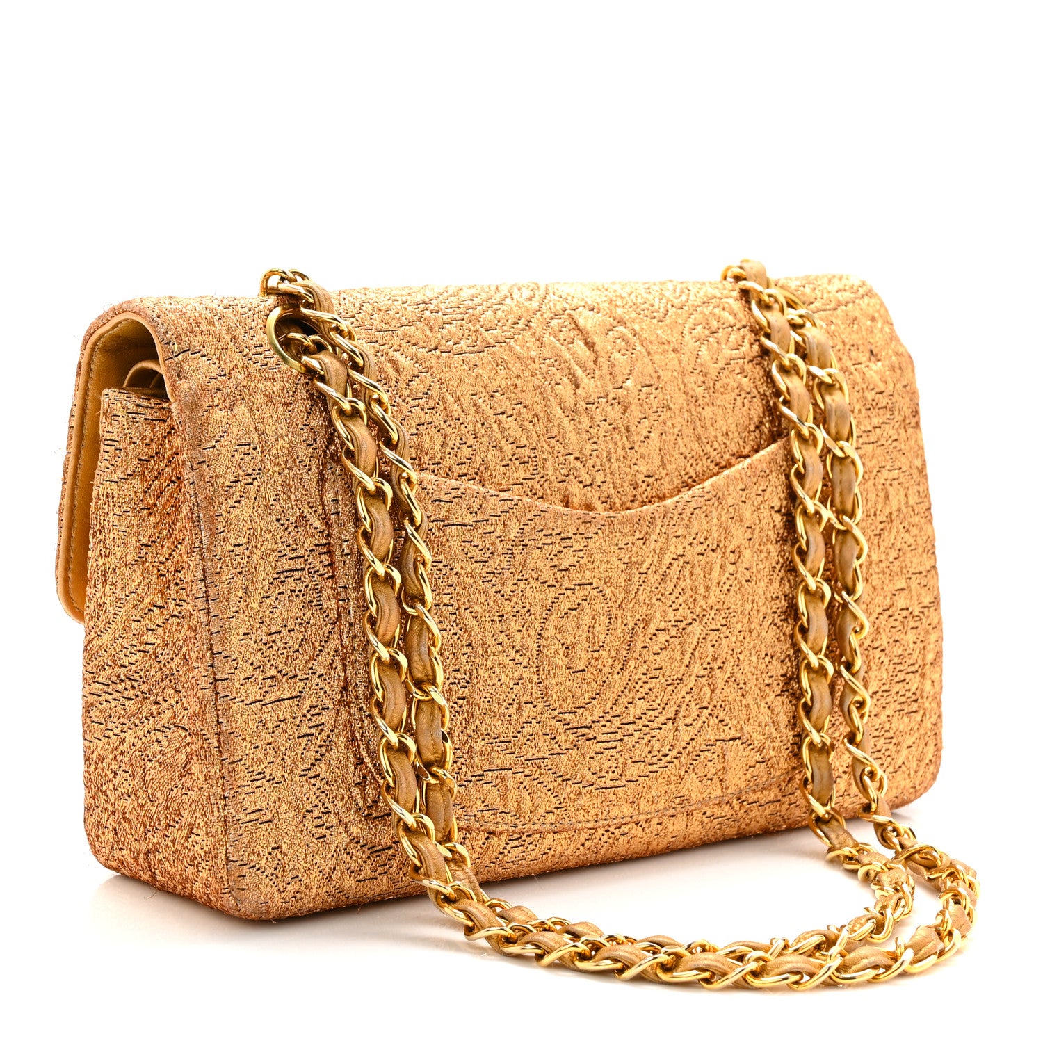 Chanel Metallic Brocade Quilted Small Double Flap Gold 3 of 10