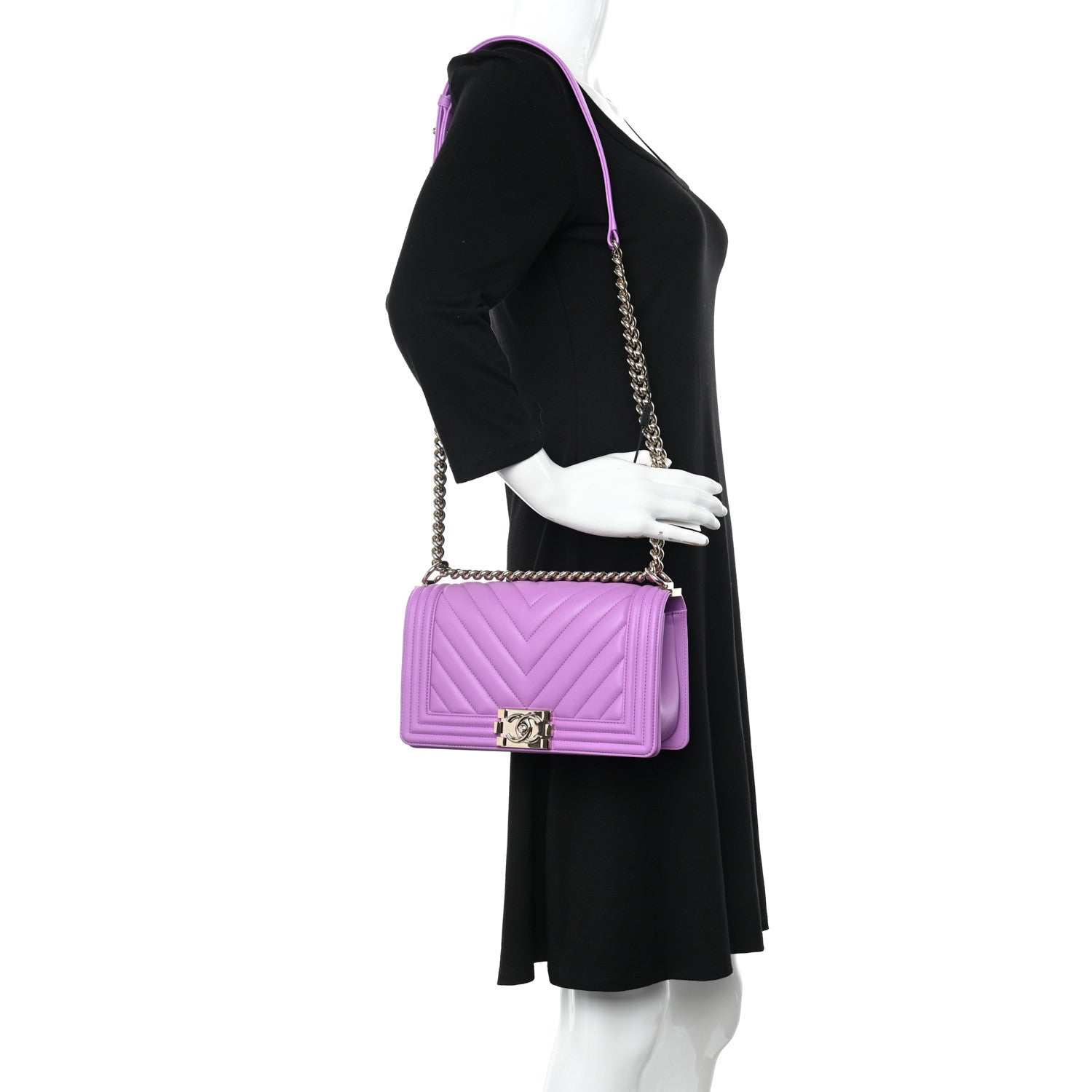 Chanel Lambskin Chevron Quilted Medium Boy Flap Purple 2 of 11