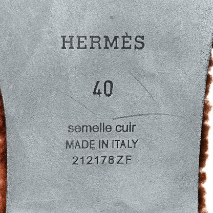 Hermes Woolskin Oran Sandals 40 Cognac 6 of 7