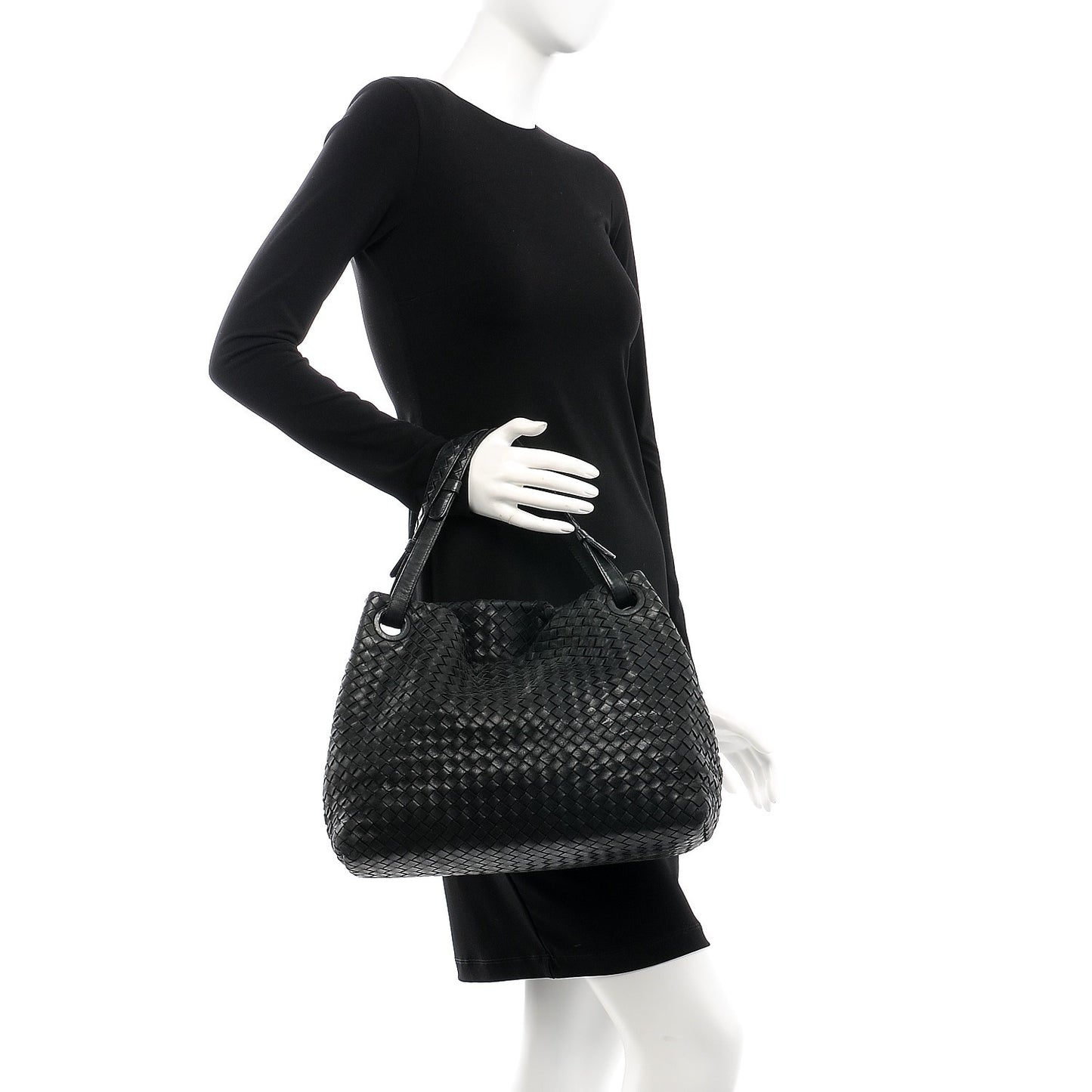 Nappa Intrecciato Medium Garda Bag Black