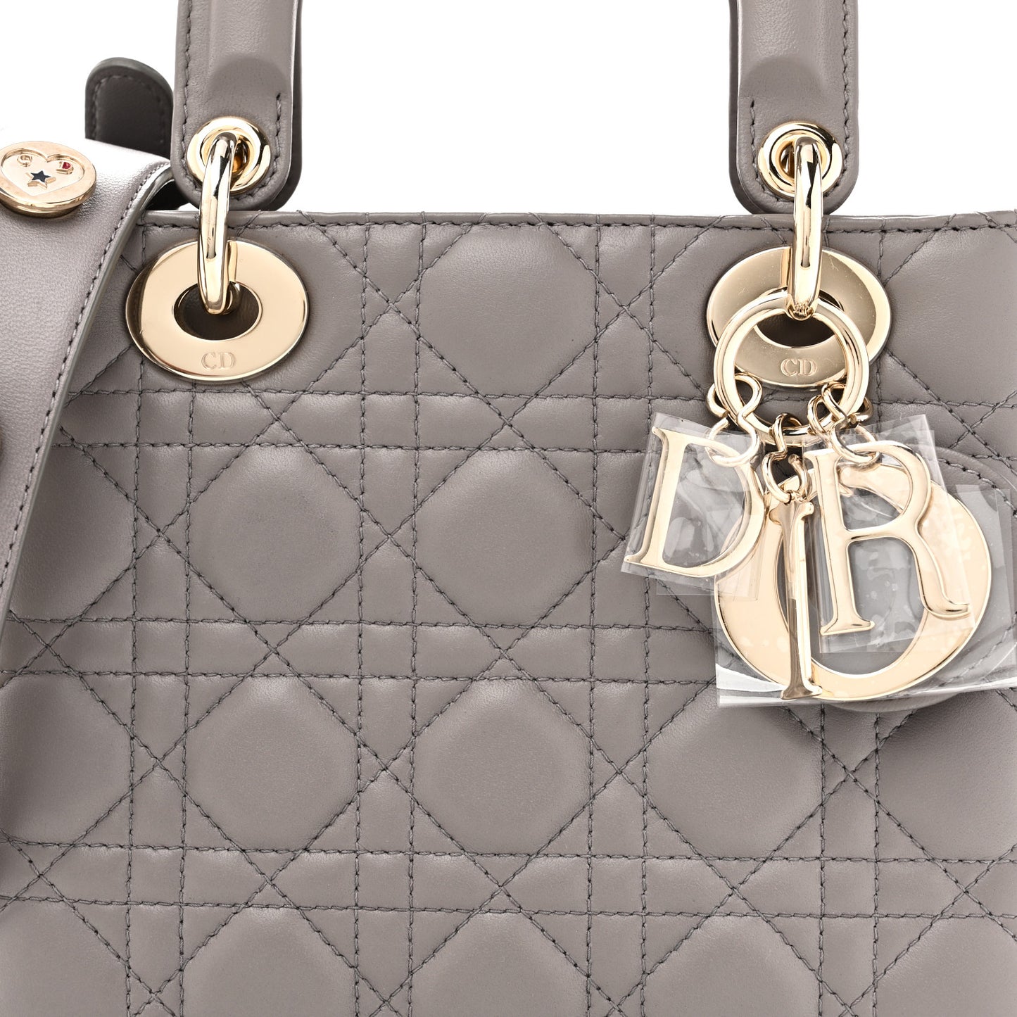 Lambskin Cannage Small Lucky Badges My Lady Dior Grey