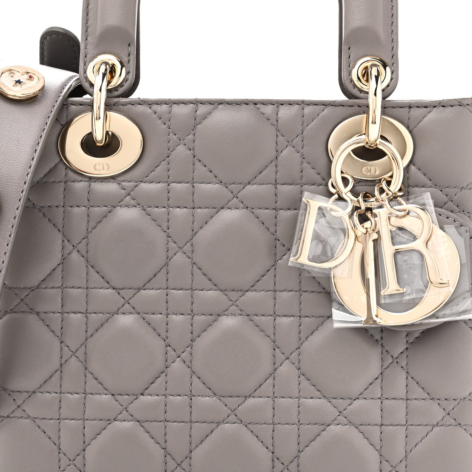 Christian Dior Lambskin Cannage Small Lucky Badges My Lady Dior Grey 8 of 10