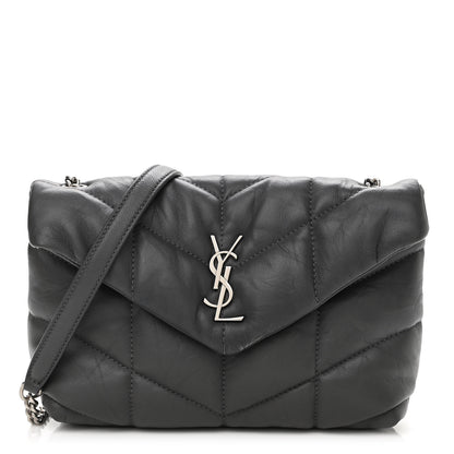 Saint Laurent Lambskin Quilted Toy Loulou Puffer Monogram Chain Satchel Storm 2 of 21