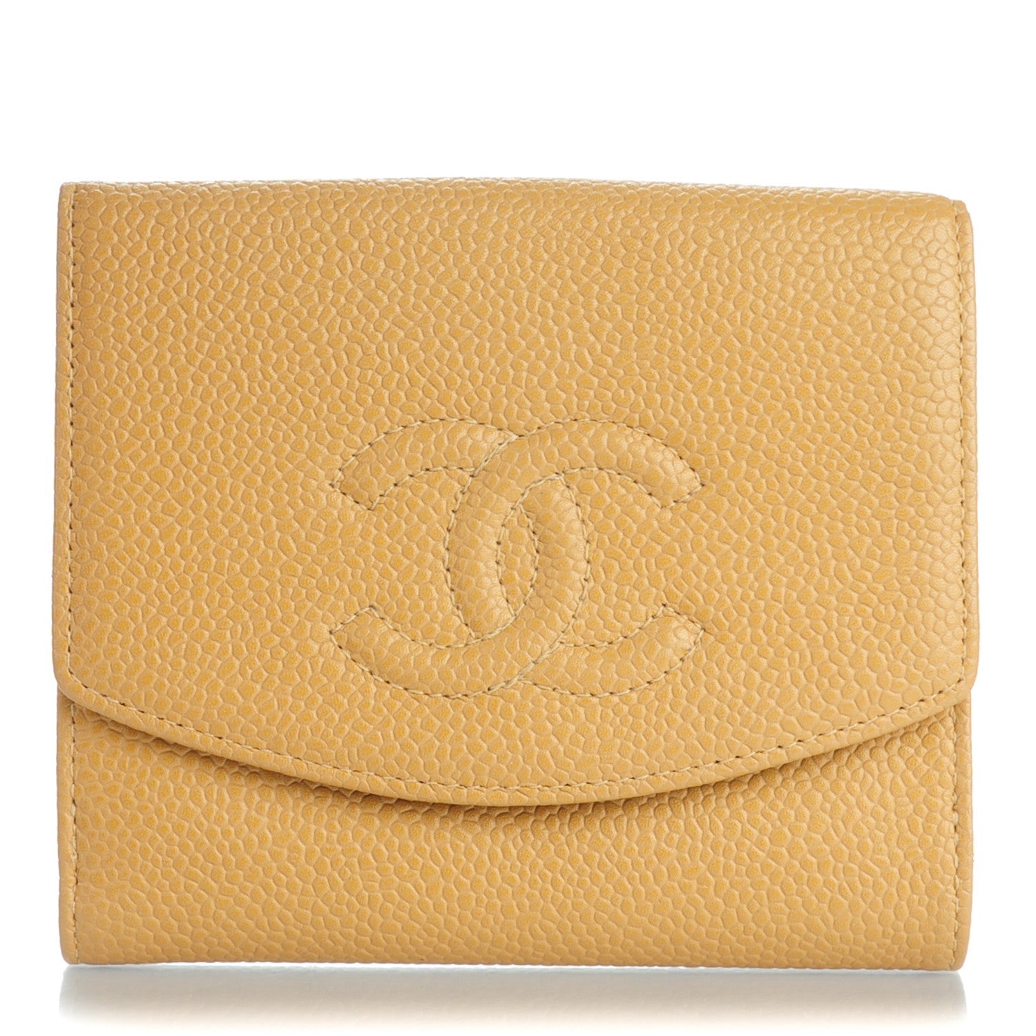 Chanel Caviar Timeless CC Compact French Wallet Beige 1 of 10