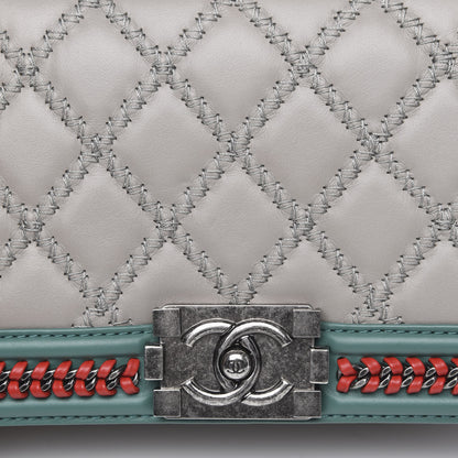 Chanel Calfskin Quilted Medium Boy Top Handle Flap Grey 8 of 10