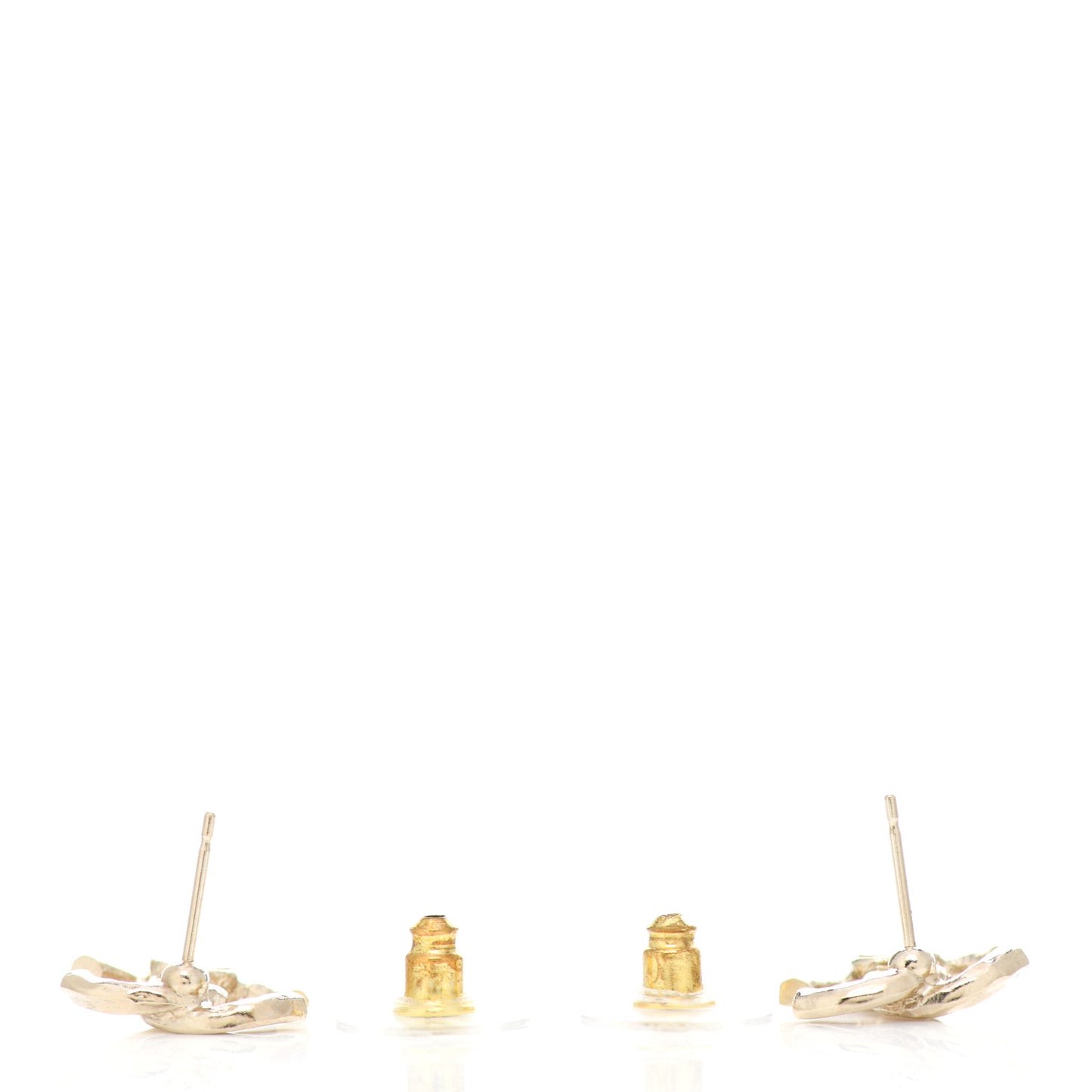 Textured Metal Crystal CC Earrings Gold