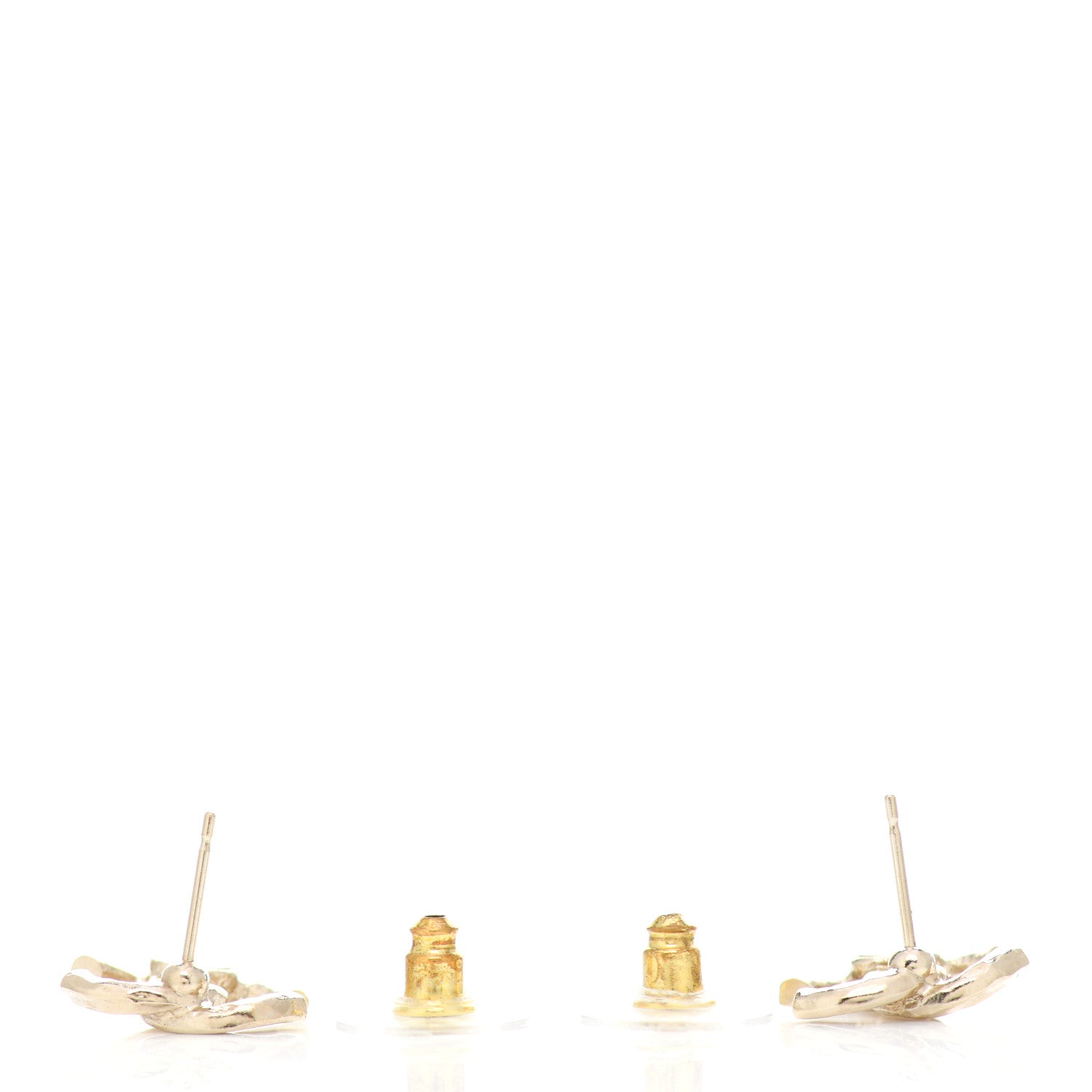 Chanel Textured Metal Crystal CC Earrings Gold 3 of 5