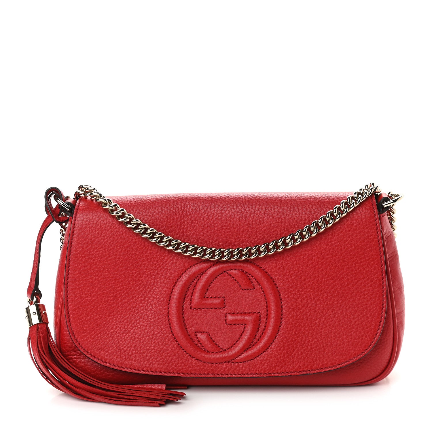 Gucci Pebbled Calfskin Medium Soho Flap Crossbody Tabasco Red 1 of 9