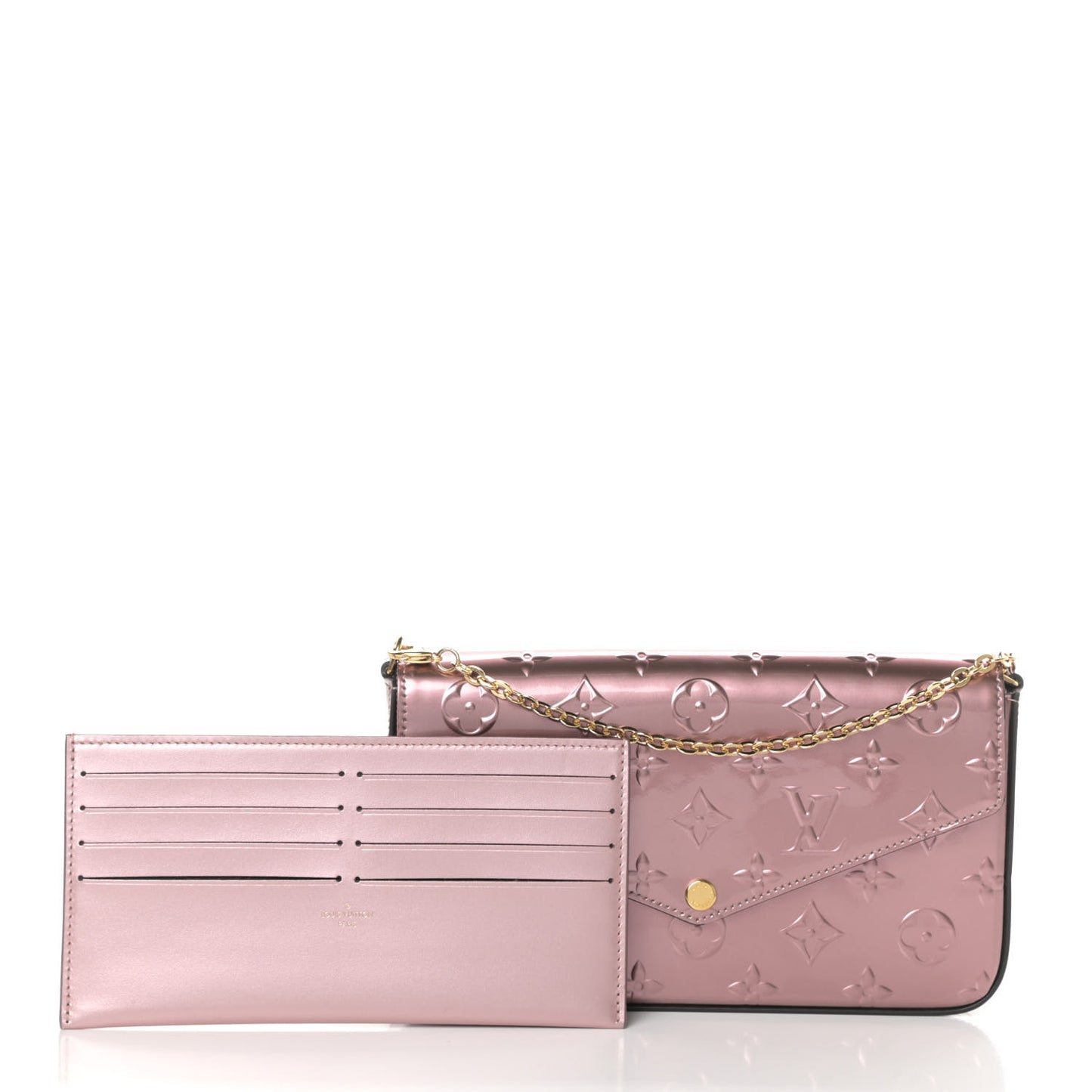 Vernis Pochette Felicie Chain Wallet Metallic Pale Pink